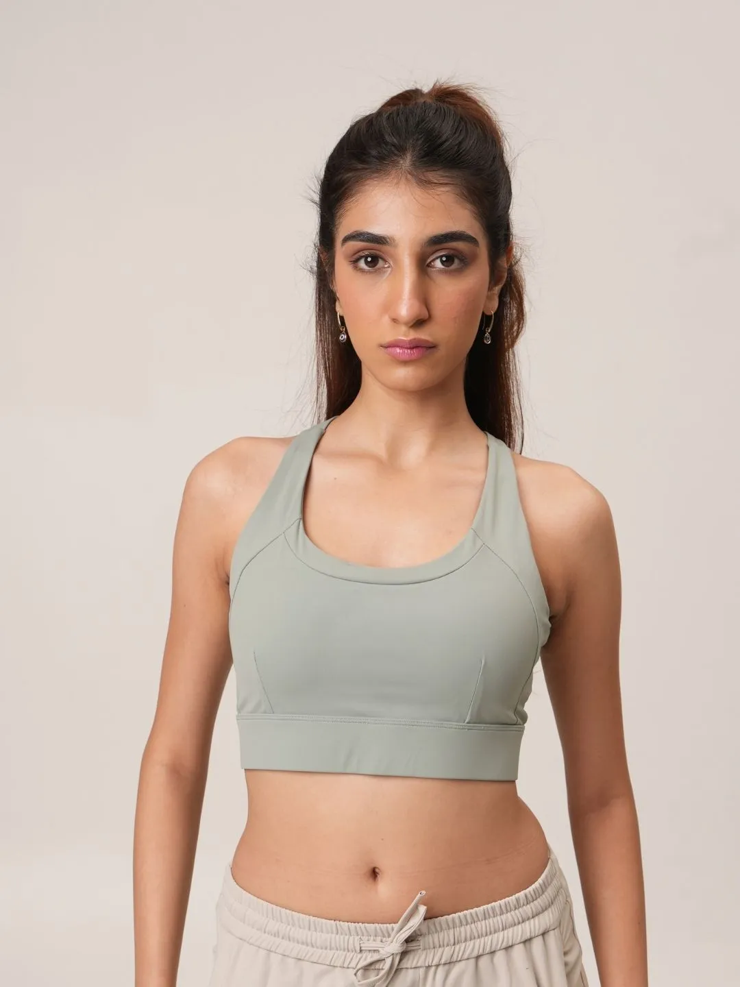 Serenity Cross Back Sports Bra - Sage Green