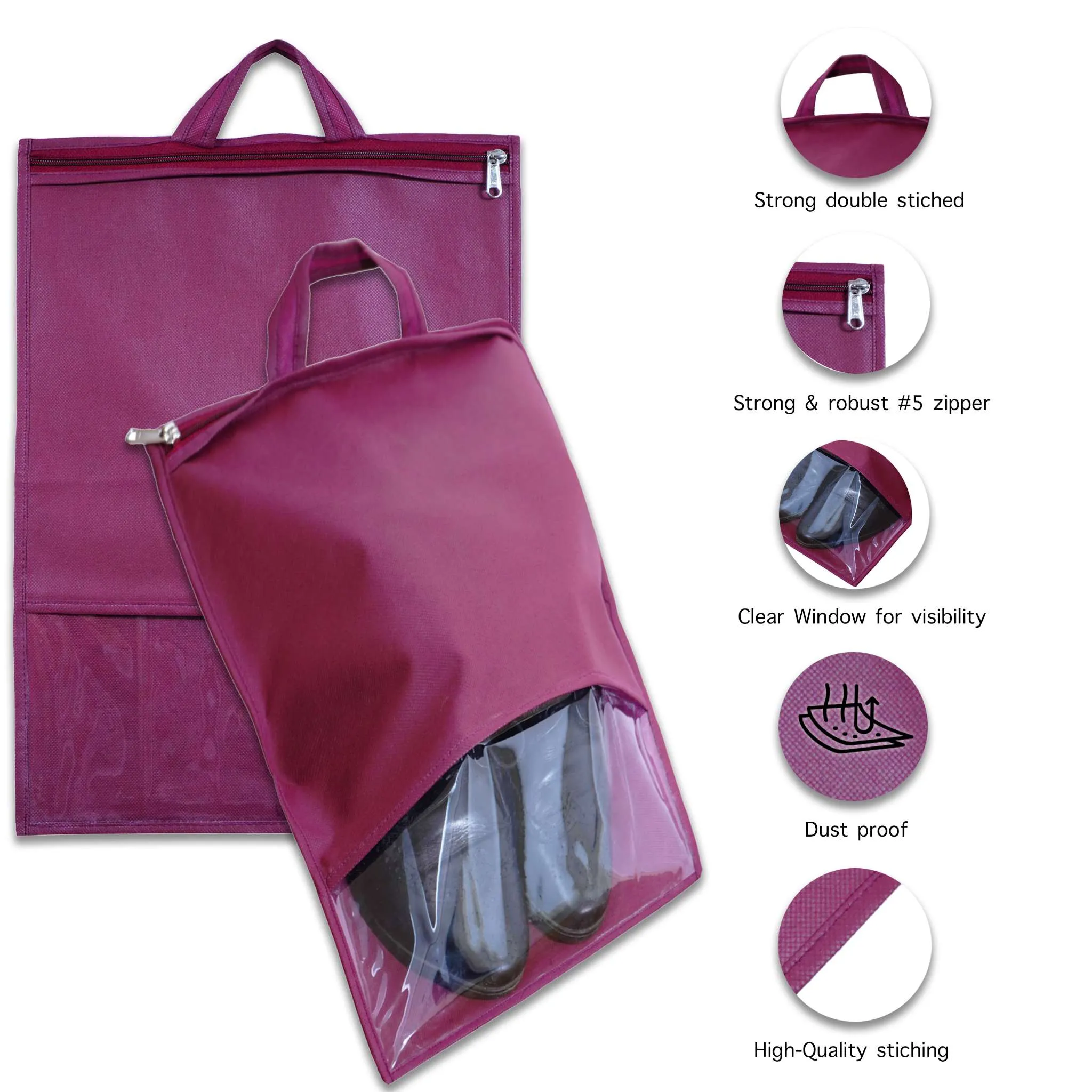 Shoe Bag for Travel & Storage - Maroon