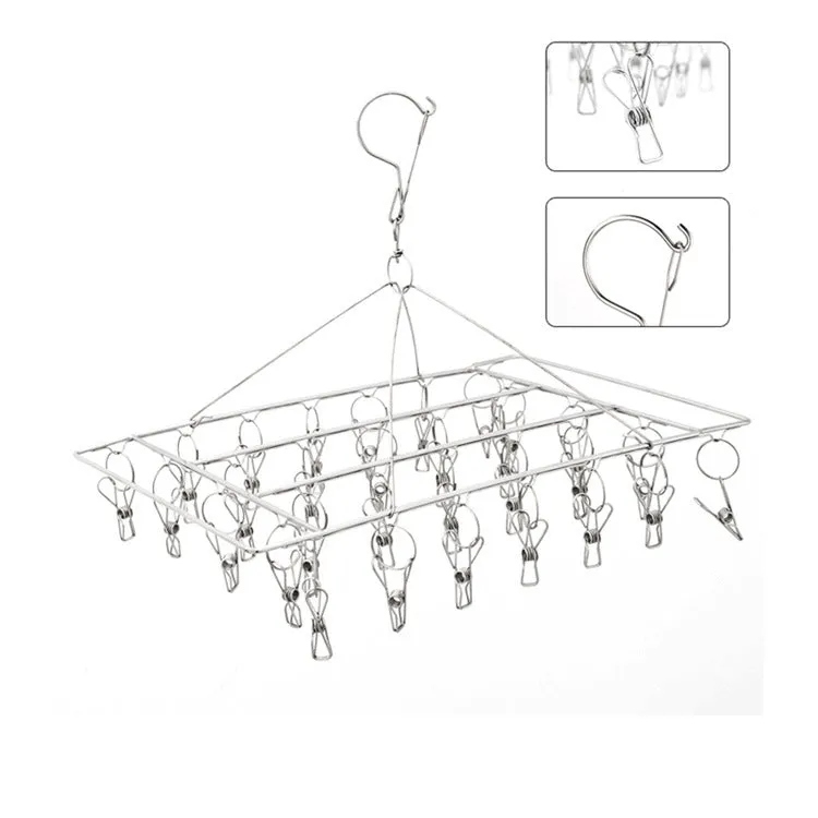 Stainless Steel Clothes Hanger with 36 Clips 2Pack