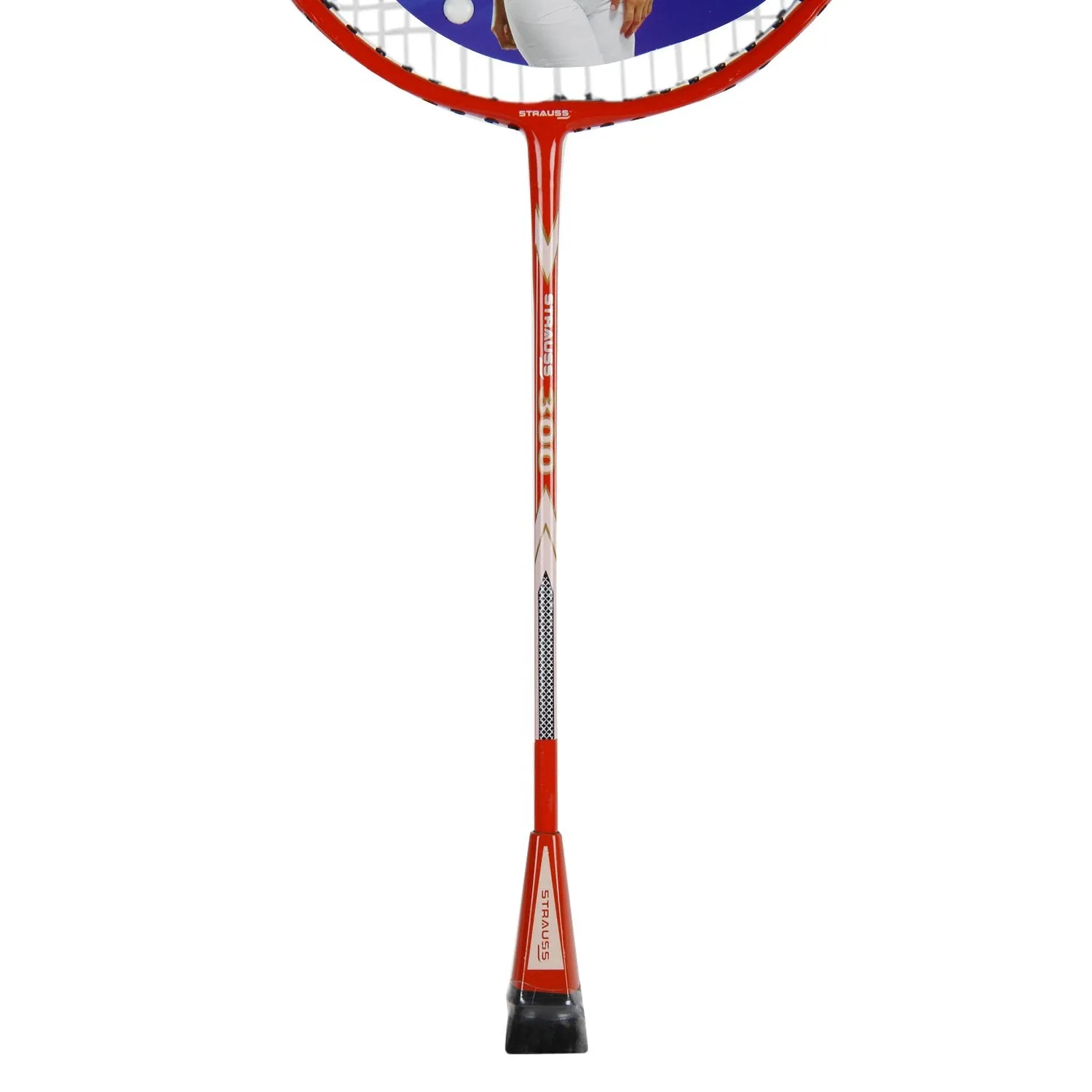 Strauss Power 300 Badminton Racquet, Pack of 1 with Cover (Black/Red)