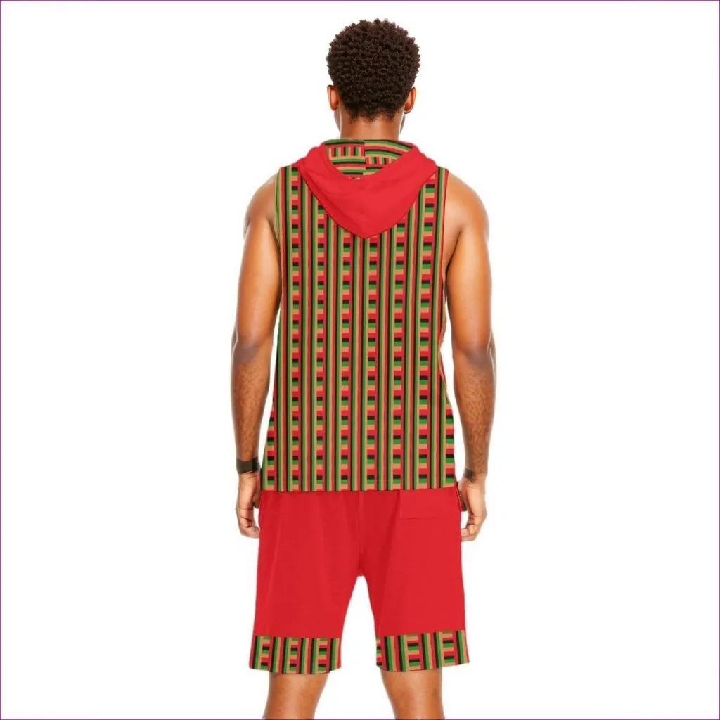 Striped Galore Men's Sleeveless Vest And Short Set