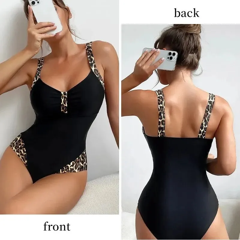 Summer Black One Piece Sexy Swimsuit Push Up Shape Effect Beachwear Sports Swimsuits Women's Swimwear