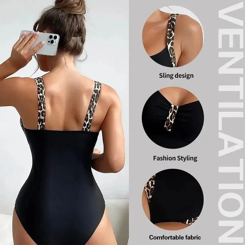 Summer Black One Piece Sexy Swimsuit Push Up Shape Effect Beachwear Sports Swimsuits Women's Swimwear