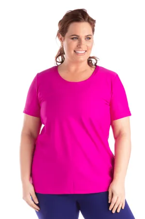 T-Shirt de Sport Le Round-off Taille Plus (Rose-Fuchsia) De MOOV Activewear