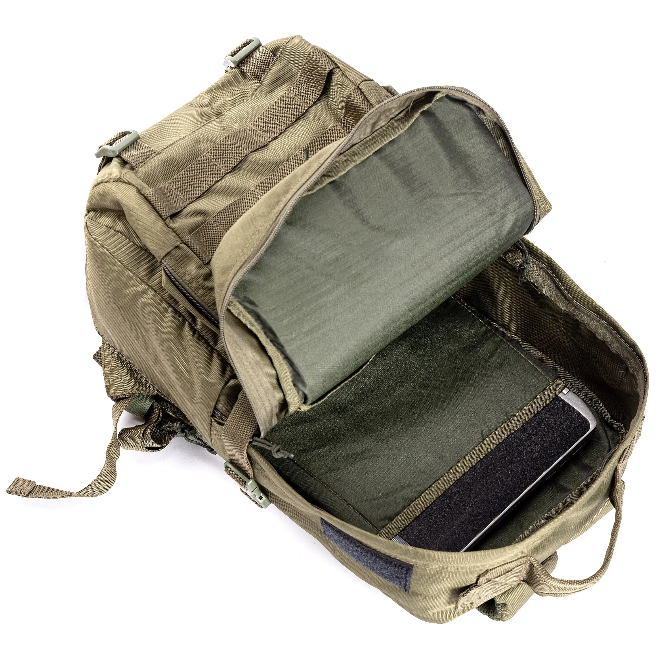 Tripole Captain 25 Litres Tactical Backpack with MOLLE Webbing and Carabiner - Army Green