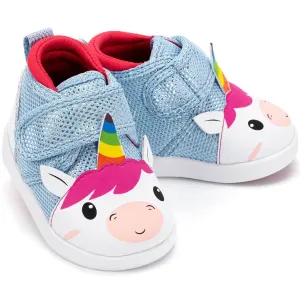 Unicorn Squeaky Toddler Shoes | White/Sparkly Blue