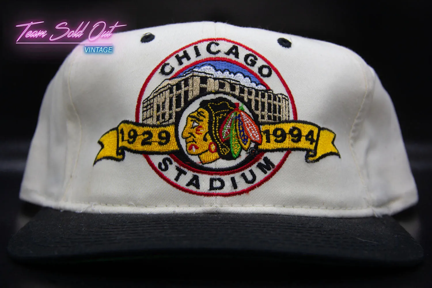 Vintage 1929-1994 Chicago Stadium Blackhawks Snapback Hat NHL