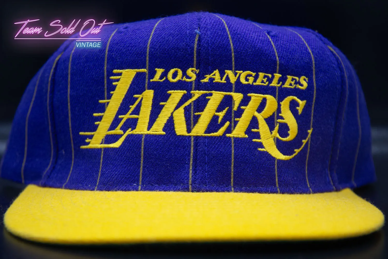 Vintage Los Angeles Lakers Pinstripe Script Snapback Hat NBA