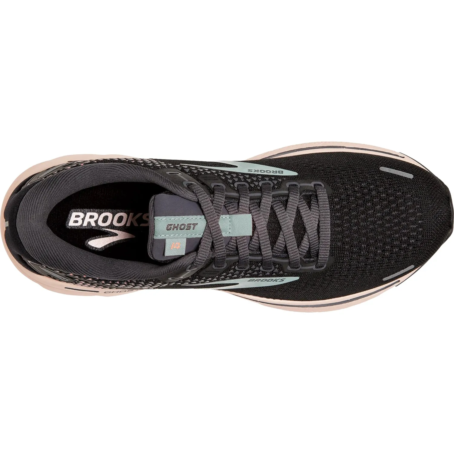 Women's Brooks Ghost 14 Black/Pearl/Pink Mesh