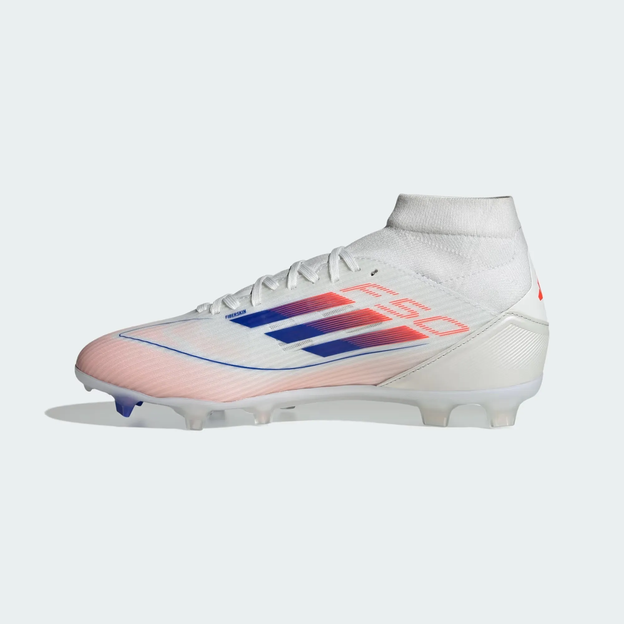 WOMEN'S F50 LEAGUE MID-CUT FG/MG CLEATS [Cloud White / Lucid Blue / Solar Red]