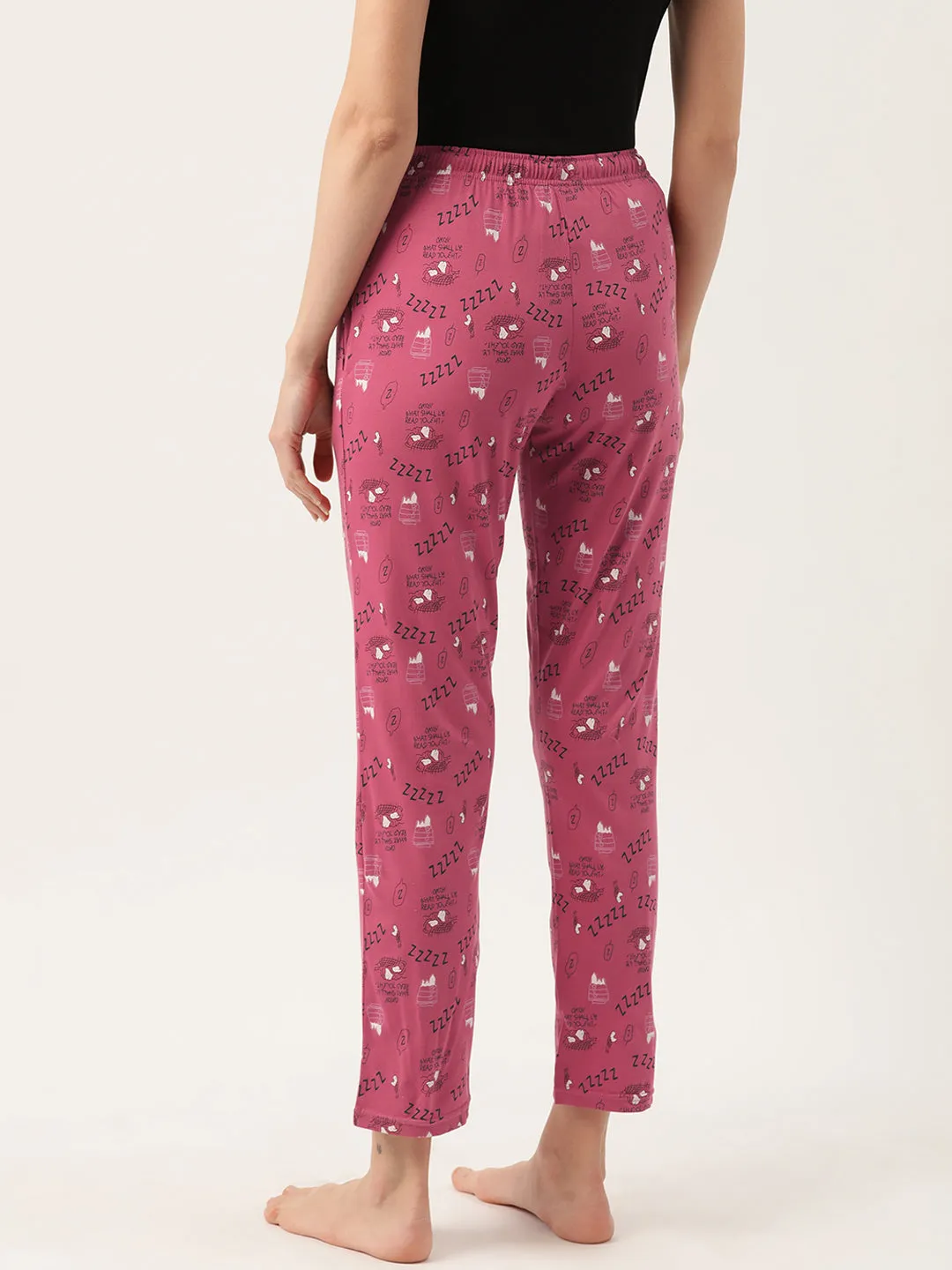 Women's Printed Cotton Pink Lounge Pants | LDLW-2332-1 |