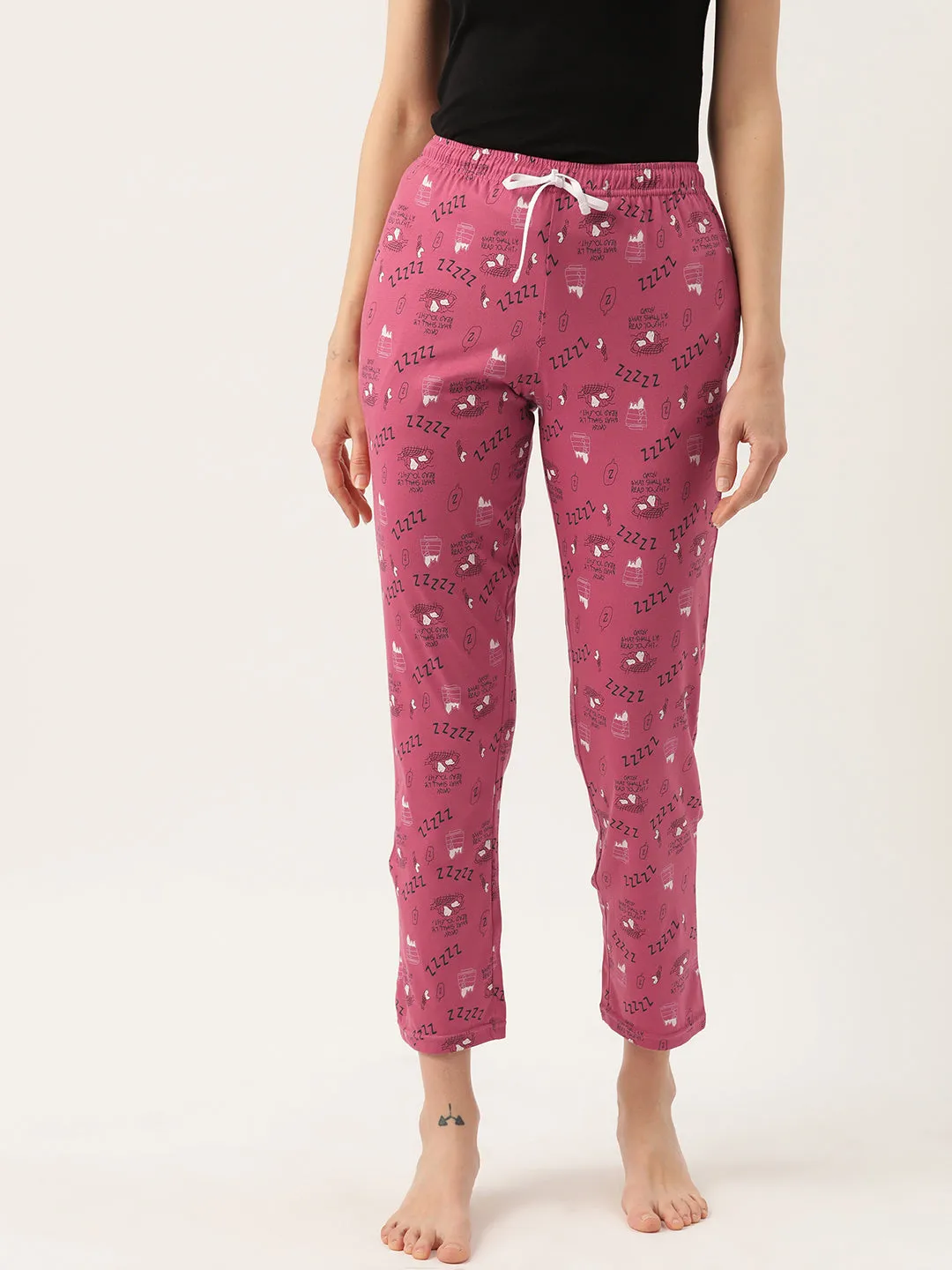 Women's Printed Cotton Pink Lounge Pants | LDLW-2332-1 |