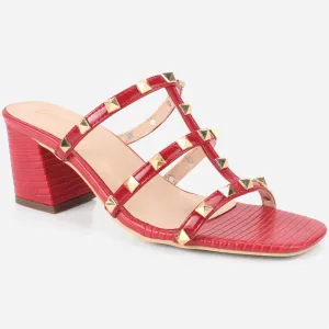 Women's "LISACONE" Stud Adorned Block Heeled Sandals