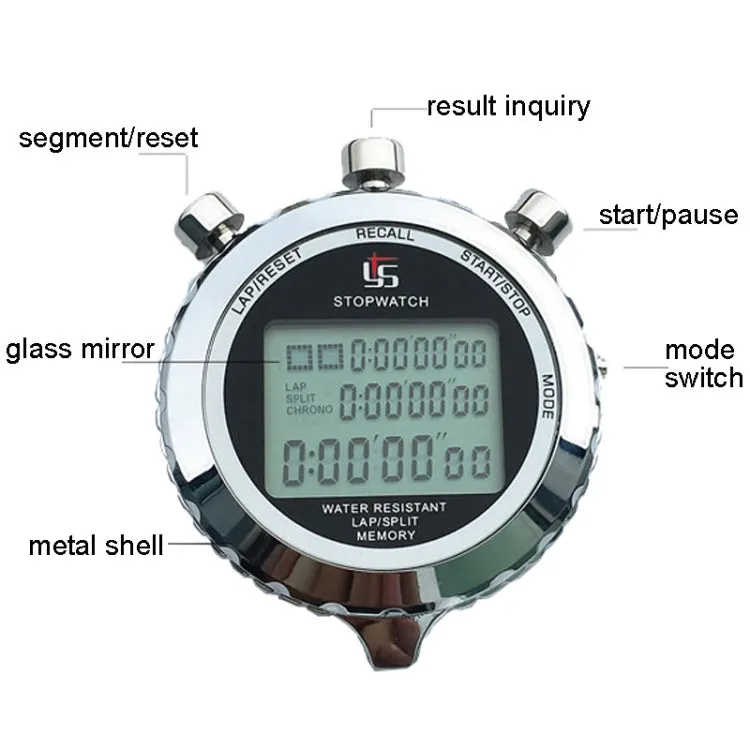 YS Metal Stopwatch 3 Rows Display Running Training Electronic Timers, Style: YS-530 30 Memories